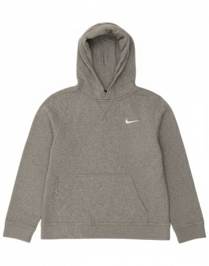 Nike Boys Hoodie Jumper 10-11 Years Medium Grey Flecked