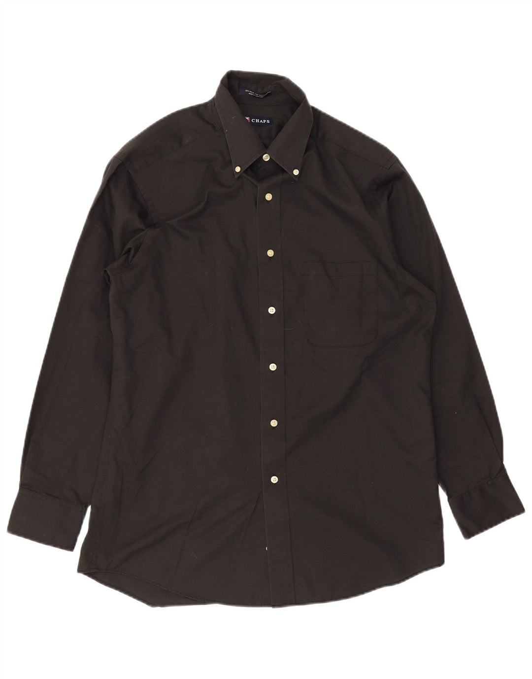 Chaps Mens Shirt Size 15 1/2 Medium Black Cotton