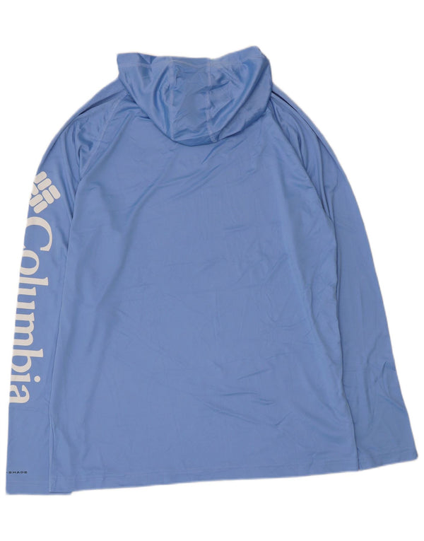 Columbia Mens Omni-Shade Hooded Graphic Top Long Sleeve Medium Blue