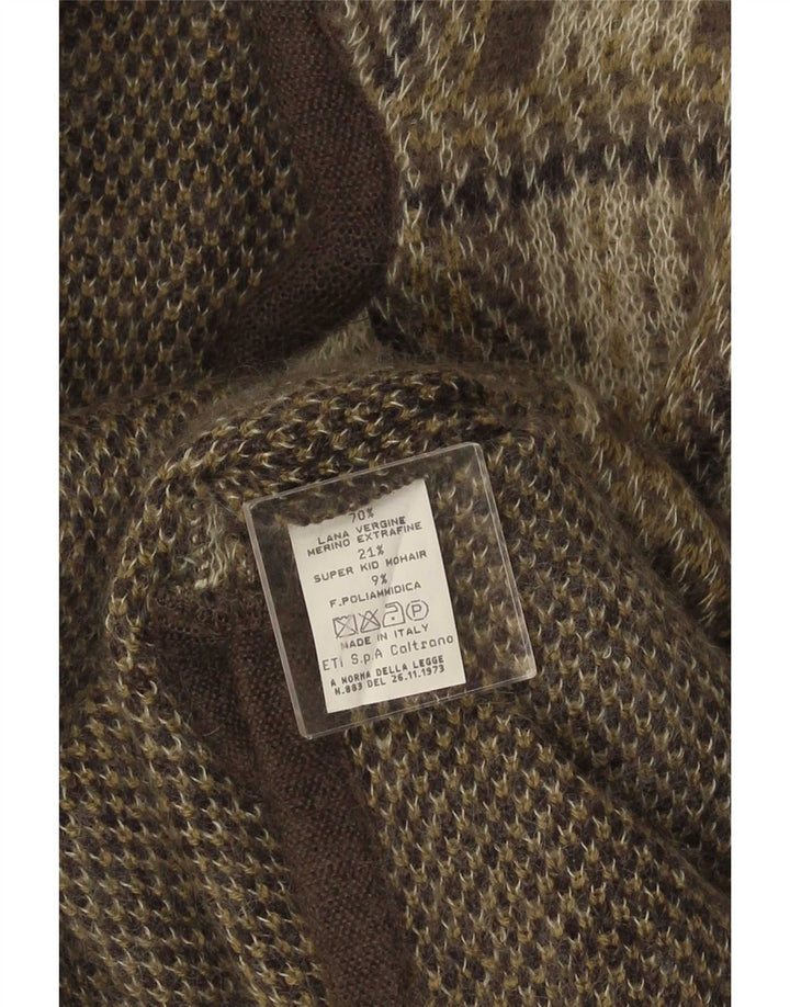 Vintage Womens Cardigan Sweater UK 16 Large Grey Check Wool