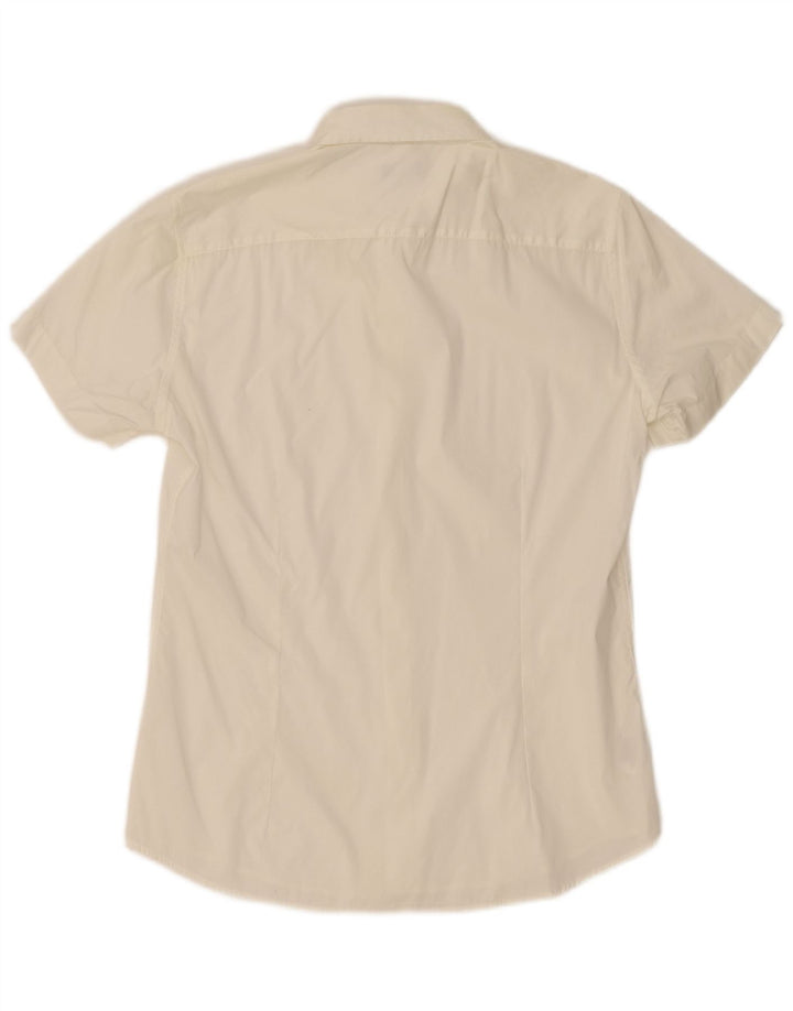 Benetton Mens Short Sleeve Shirt Large White Cotton