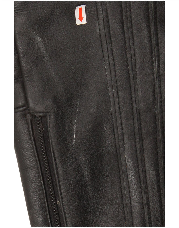 VINTAGE Mens Moto Racer Leather Trousers IT 52 Large W32 L27 Black Leather