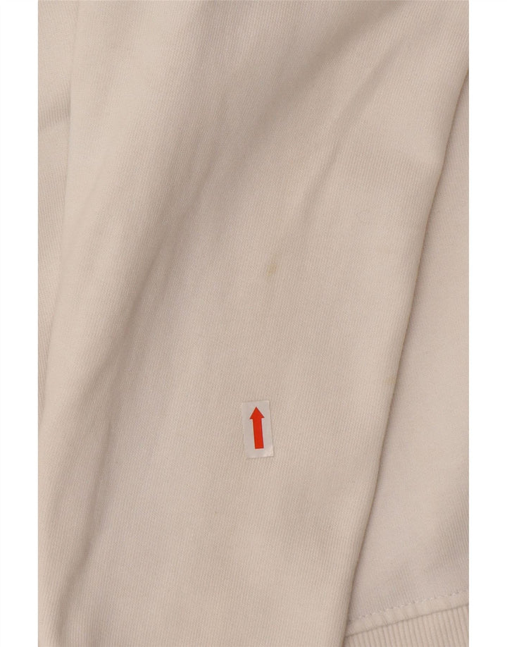 Guess Mens Graphic Top Long Sleeve Medium White Colourblock Cotton