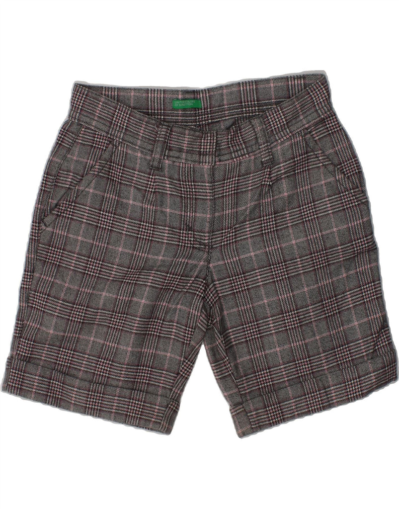 BENETTON Girls Casual Shorts 7-8 Years Medium W24  Grey Check Cotton | Vintage Benetton | Thrift | Second-Hand Benetton | Used Clothing | Messina Hembry 