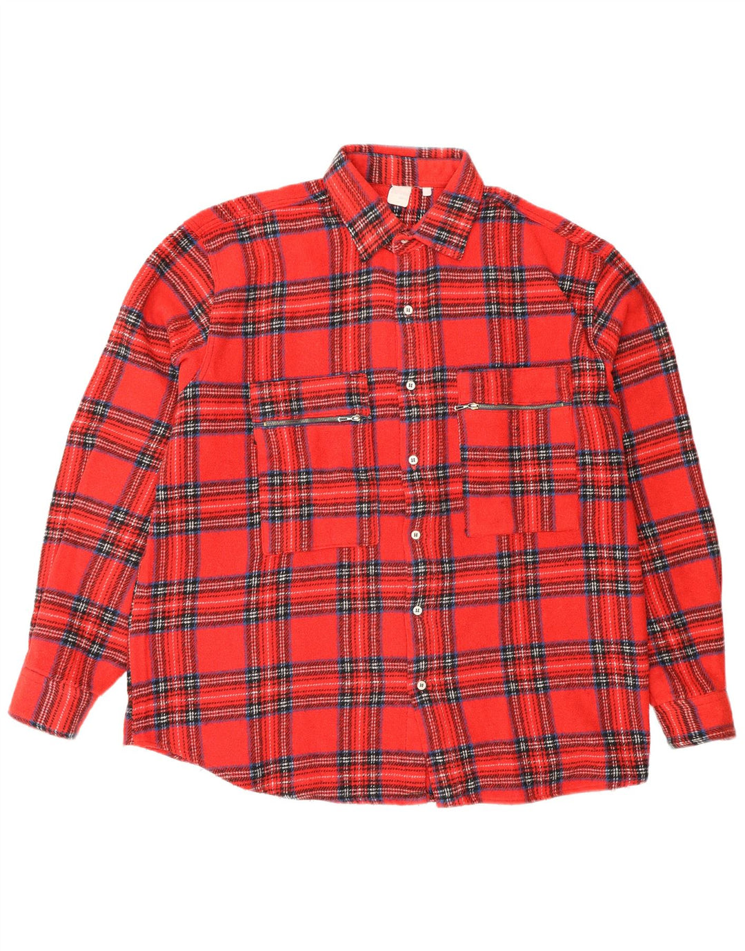 Vintage Mens Flannel Shirt Large Red Check