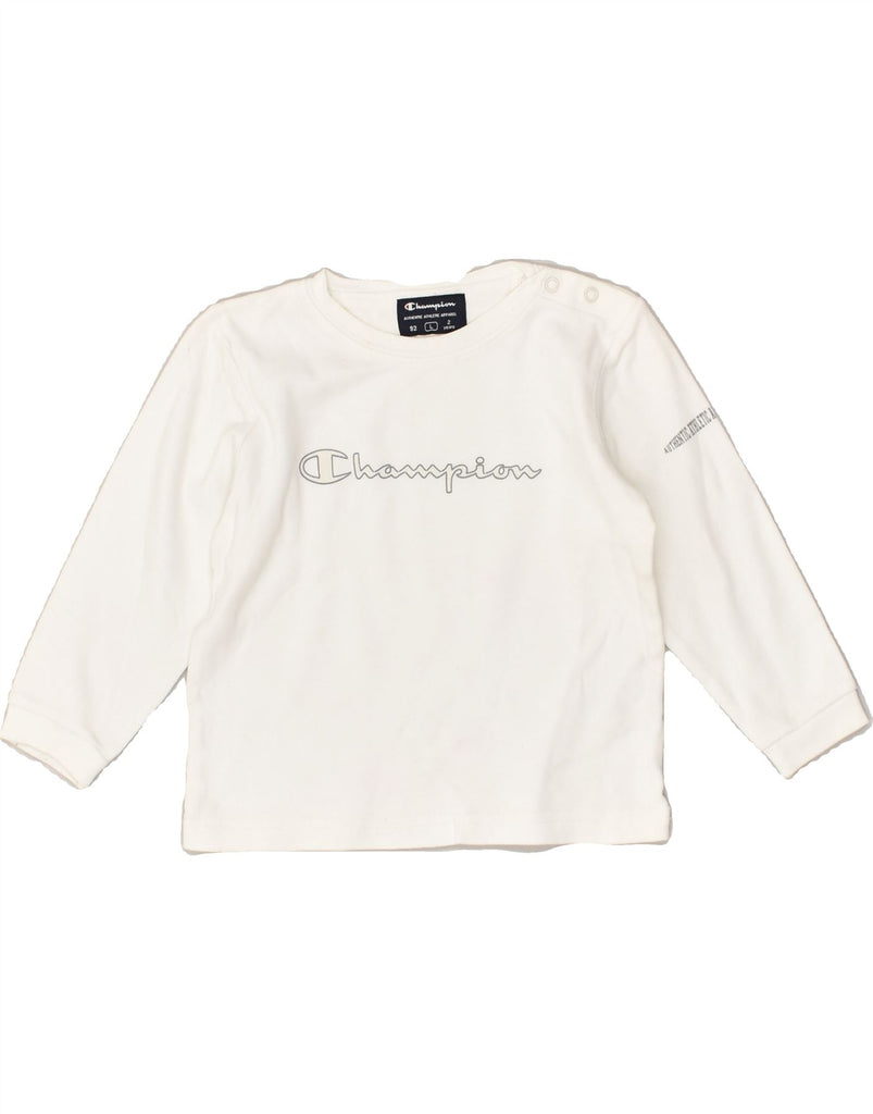 CHAMPION Baby Boys Graphic Top Long Sleeve 18-24 Months Large White Cotton | Vintage Champion | Thrift | Second-Hand Champion | Used Clothing | Messina Hembry 