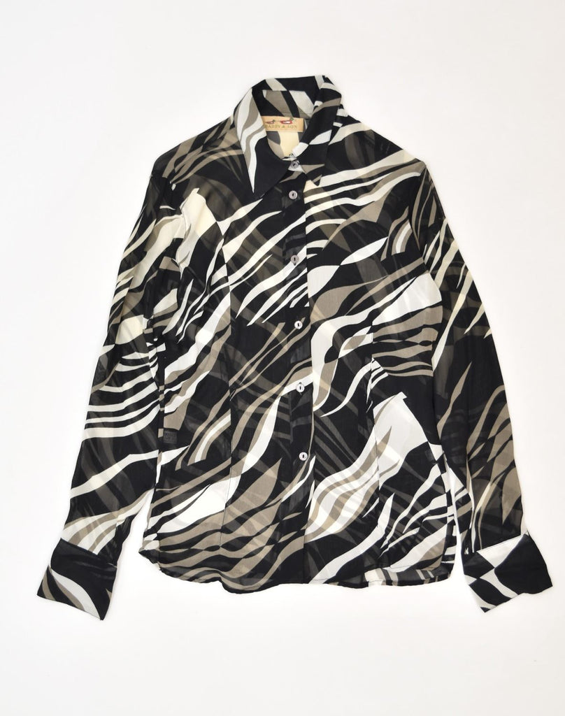 VINTAGE Womens Shirt UK 12 Medium Black Striped Cotton | Vintage | Thrift | Second-Hand | Used Clothing | Messina Hembry 