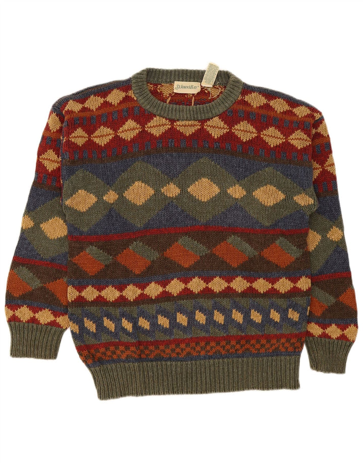 St. John's Bay Mens Crew Neck Jumper Sweater Medium Multicoloured Geometric