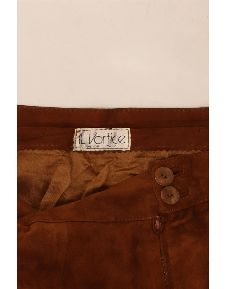Vintage Womens Suede Maxi Skirt Medium W30 Brown