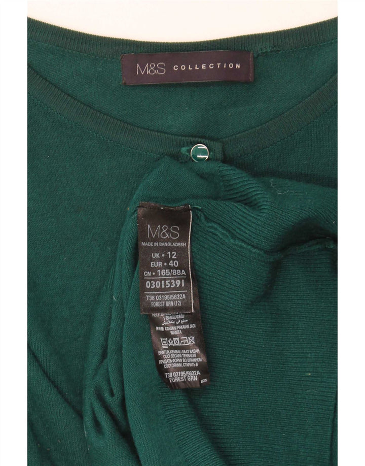 Marks & Spencer Womens Cardigan Sweater UK 12 Medium  Green Viscose