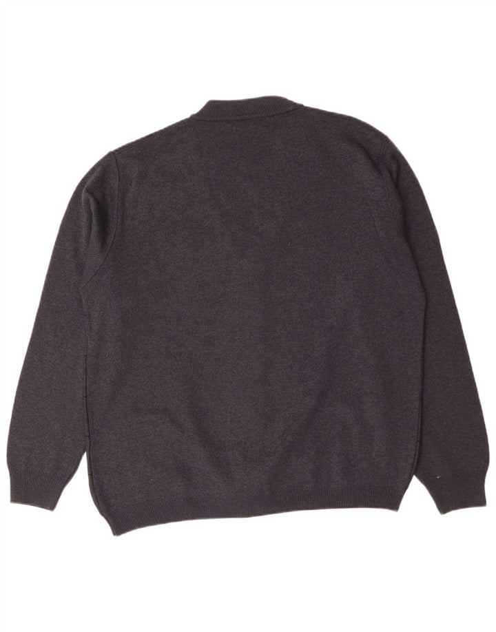 RODES Mens Cardigan Sweater Large Grey Check Wool