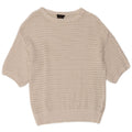 MASSIMO DUTTI Womens Crochet Boat Neck Jumper Sweater UK 12 Medium White
