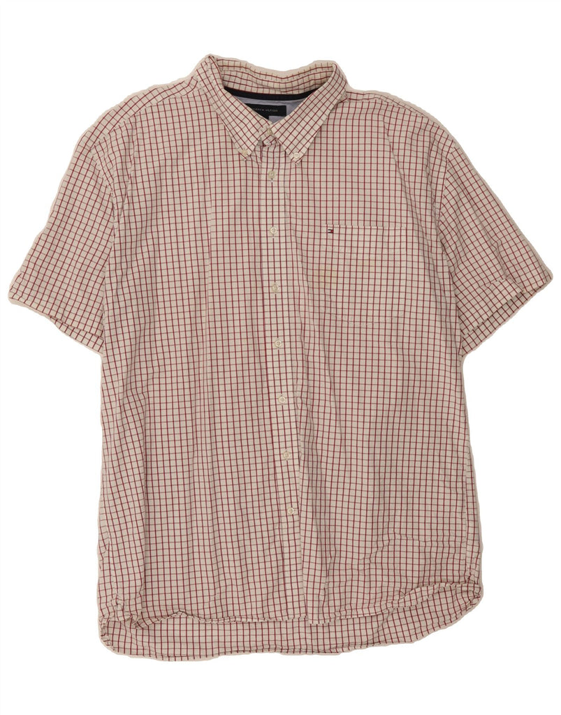 TOMMY HILFIGER Mens Short Sleeve Shirt 2XL Red Check Cotton Vintage Tommy Hilfiger and Second-Hand Tommy Hilfiger from Messina Hembry 