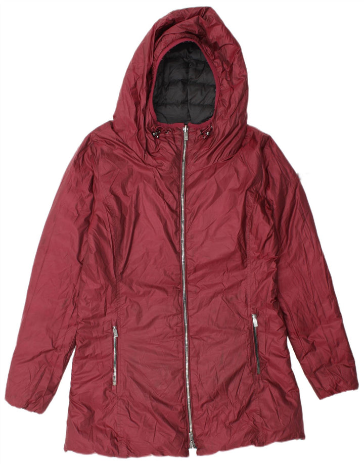 VINTAGE Womens Hooded Reversible Padded Jacket UK 12 Medium  Black