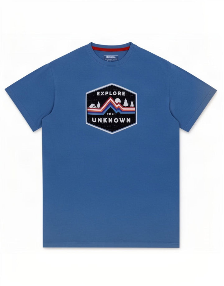 Mountain Warehouse Mens Graphic T-Shirt Top Medium Blue Cotton