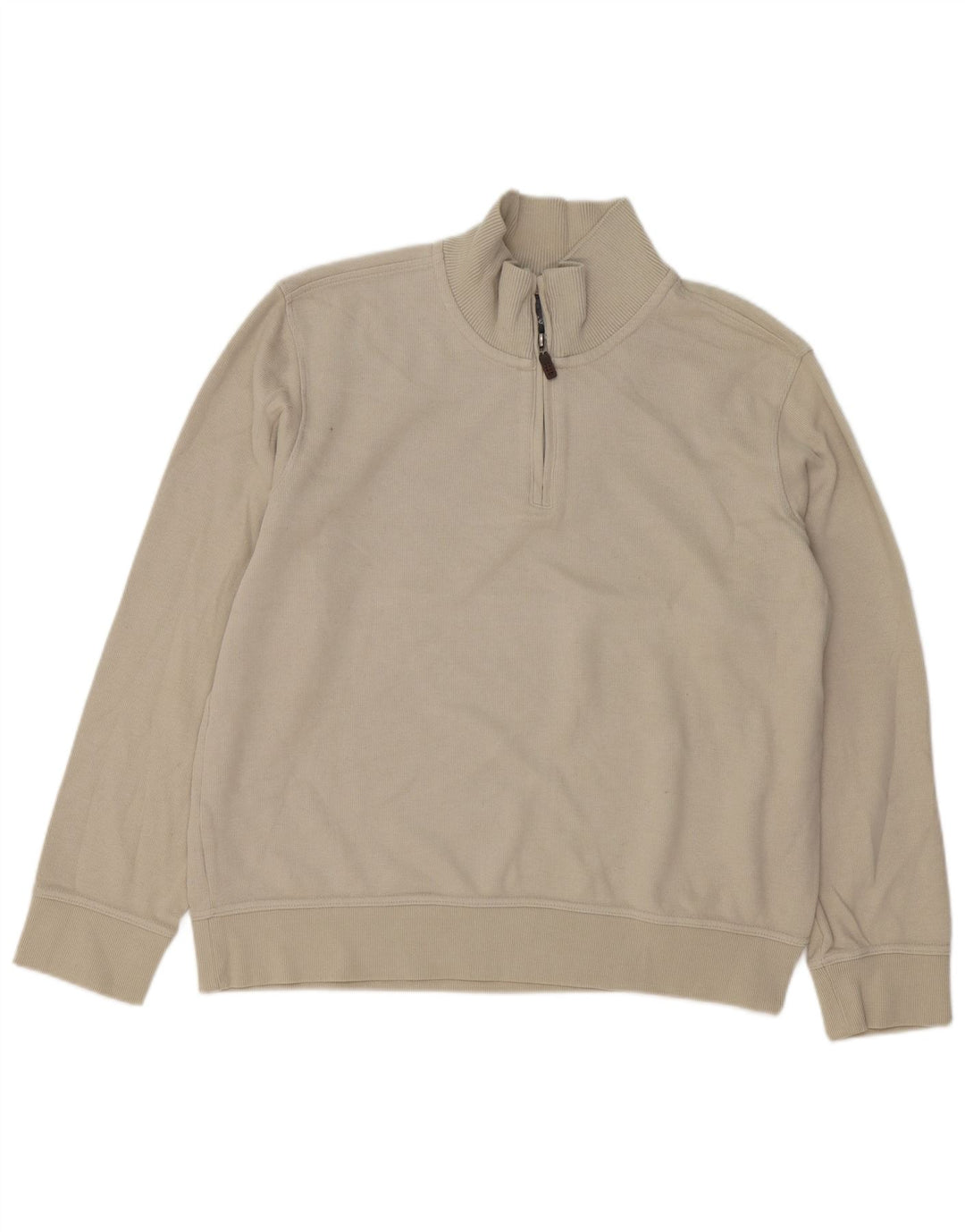 EDDIE BAUER Mens Zip Neck Sweatshirt Jumper XL Beige Cotton