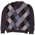 Marks & Spencer Mens V-Neck Jumper Sweater Medium Purple Argyle/Diamond