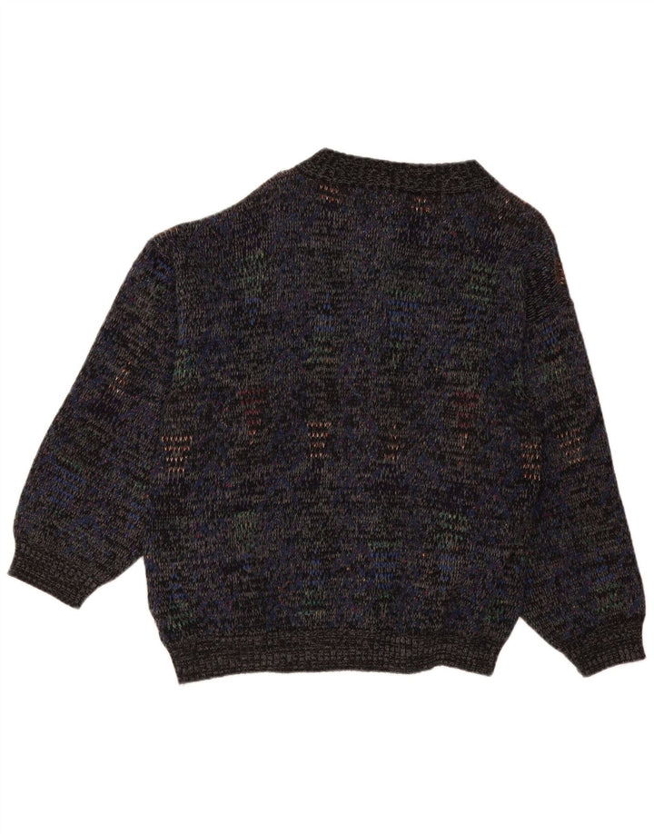 Vintage Mens Cardigan Sweater Large Navy Blue Flecked Wool