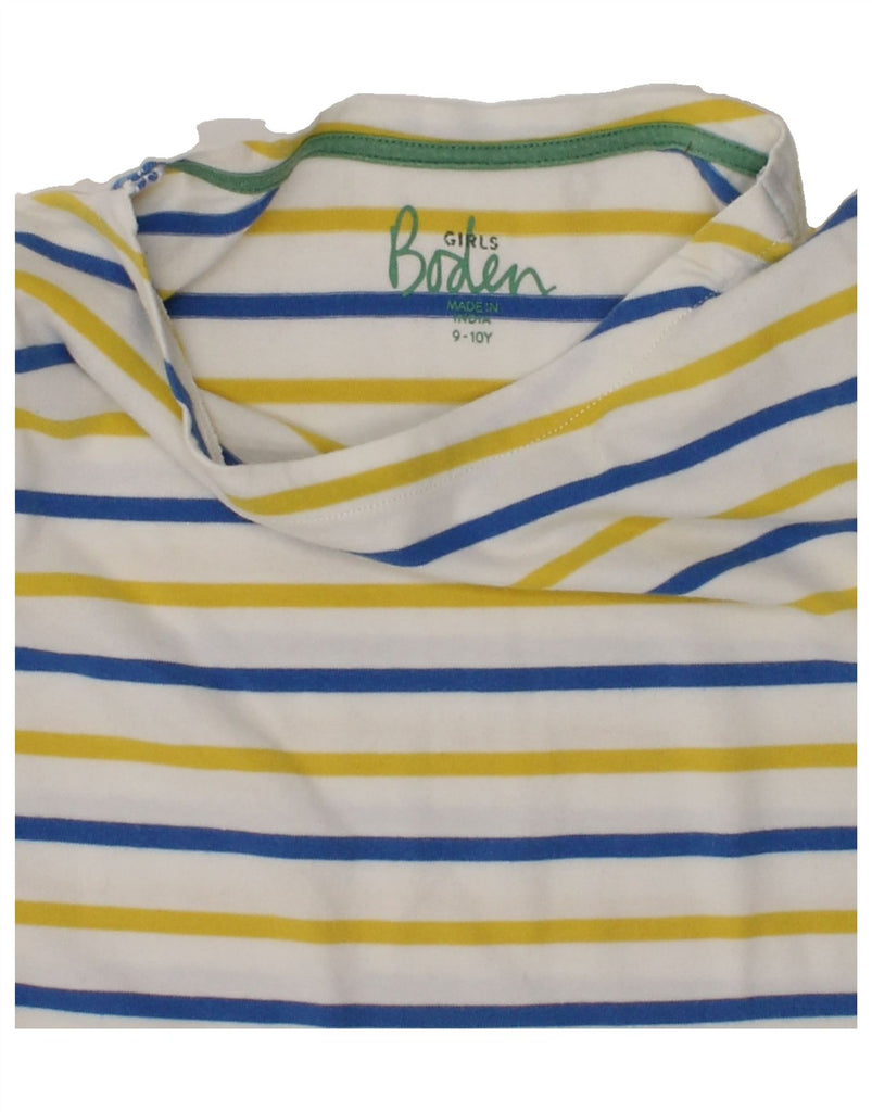 BODEN Girls Top Long Sleeve 9-10 Years White Striped Cotton | Vintage Boden | Thrift | Second-Hand Boden | Used Clothing | Messina Hembry 