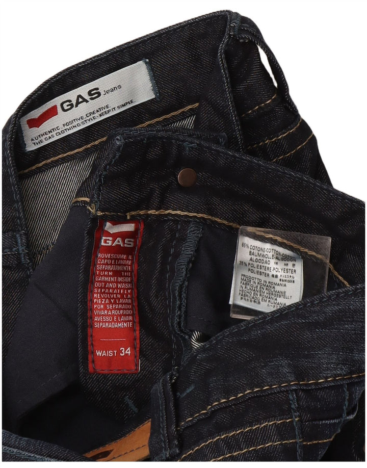 Gas Womens Straight Jeans W34 L35 Navy Blue Cotton