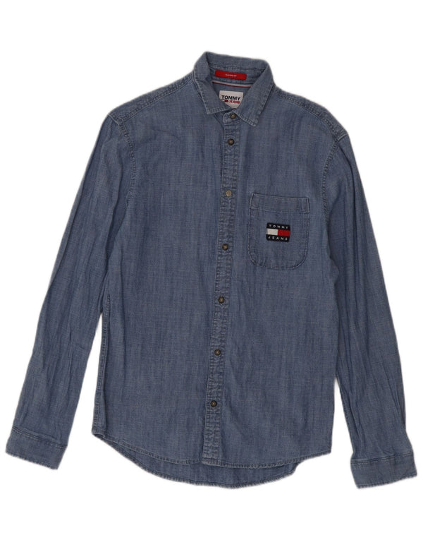 Tommy Hilfiger Mens Classic Fit Shirt XS Blue Cotton