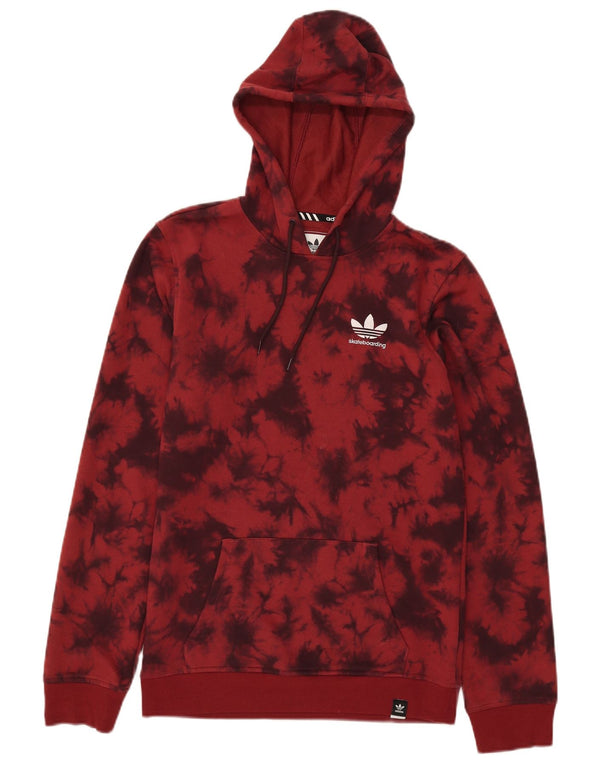 Adidas Mens Climalite Hoodie Jumper XS Red Tie Dye Cotton