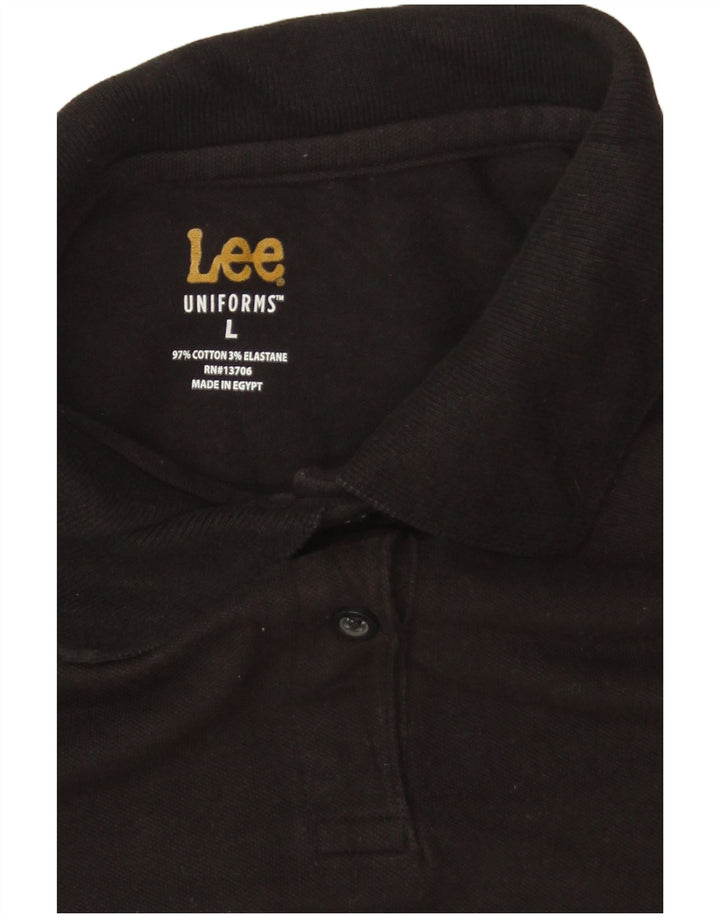 LEE Girls Polo Shirt 13-14 Years Large Black Cotton