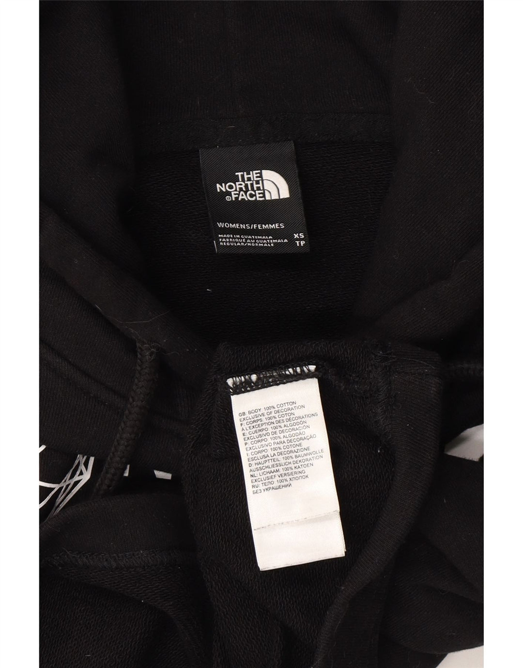 THE NORTH FACE Womens Oversized Crop Graphic Hoodie Jumper UK 6 XS Black