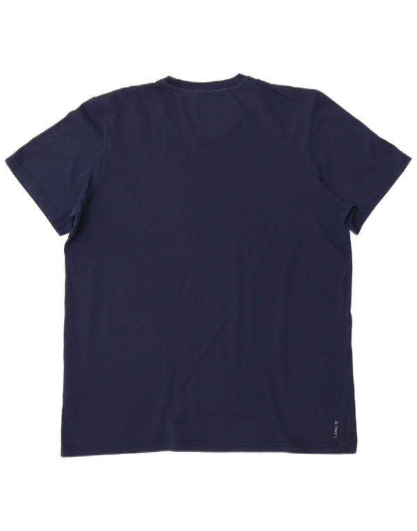 ADIDAS Mens Climalite T-Shirt Top XL Navy Blue Cotton