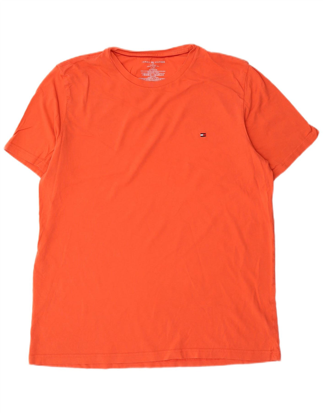 Tommy Hilfiger Mens T-Shirt Top Large Orange Cotton