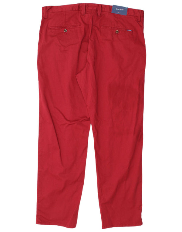 Gant Mens Straight Chino Trousers W40 L32 Red Cotton