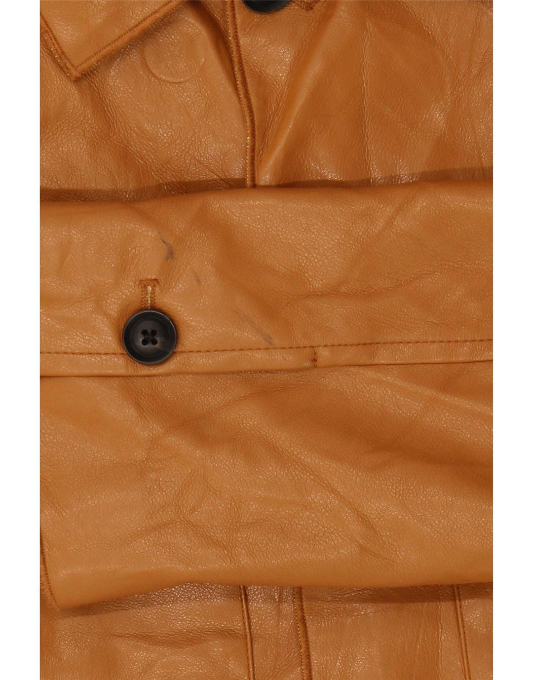 Zara Mens Faux Leather Jacket UK 36 Small Brown Polyurethane