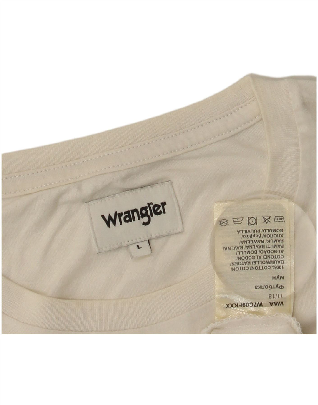 WRANGLER Mens Graphic T-Shirt Top Large White Cotton