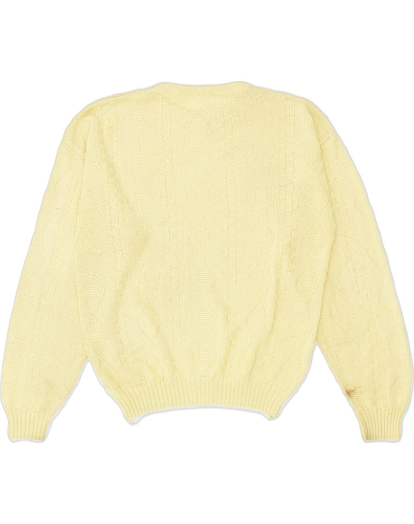 VINTAGE Womens Crew Neck Jumper Sweater UK 14 Large Yellow Cotton | Vintage Vintage | Thrift | Second-Hand Vintage | Used Clothing | Messina Hembry 