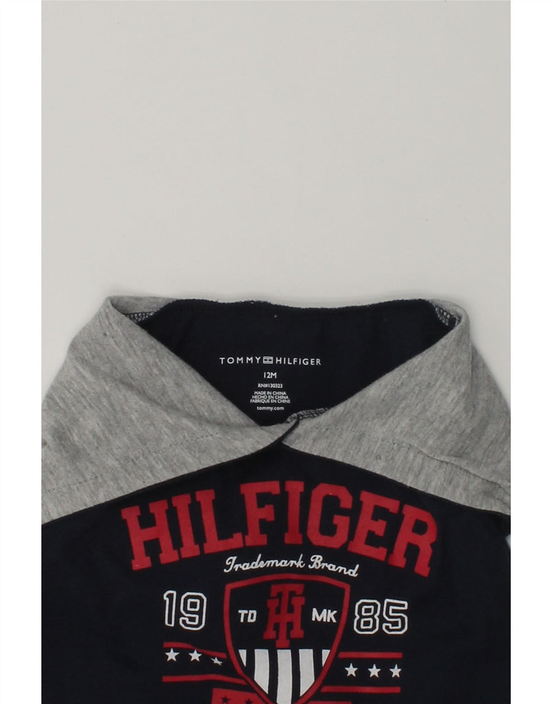 TOMMY HILFIGER Baby Boys Graphic Hoodie Jumper 9-12 Months Navy Blue | Vintage Tommy Hilfiger | Thrift | Second-Hand Tommy Hilfiger | Used Clothing | Messina Hembry 