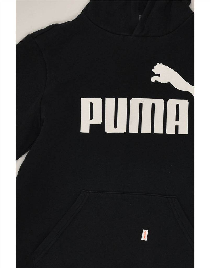 PUMA Boys Graphic Hoodie Jumper 13-14 Years Black Cotton | Vintage Puma | Thrift | Second-Hand Puma | Used Clothing | Messina Hembry 