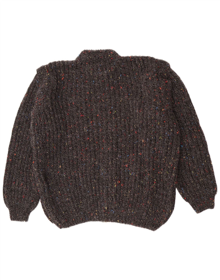 Vintage Mens Cardigan Sweater Medium Grey Flecked Classic