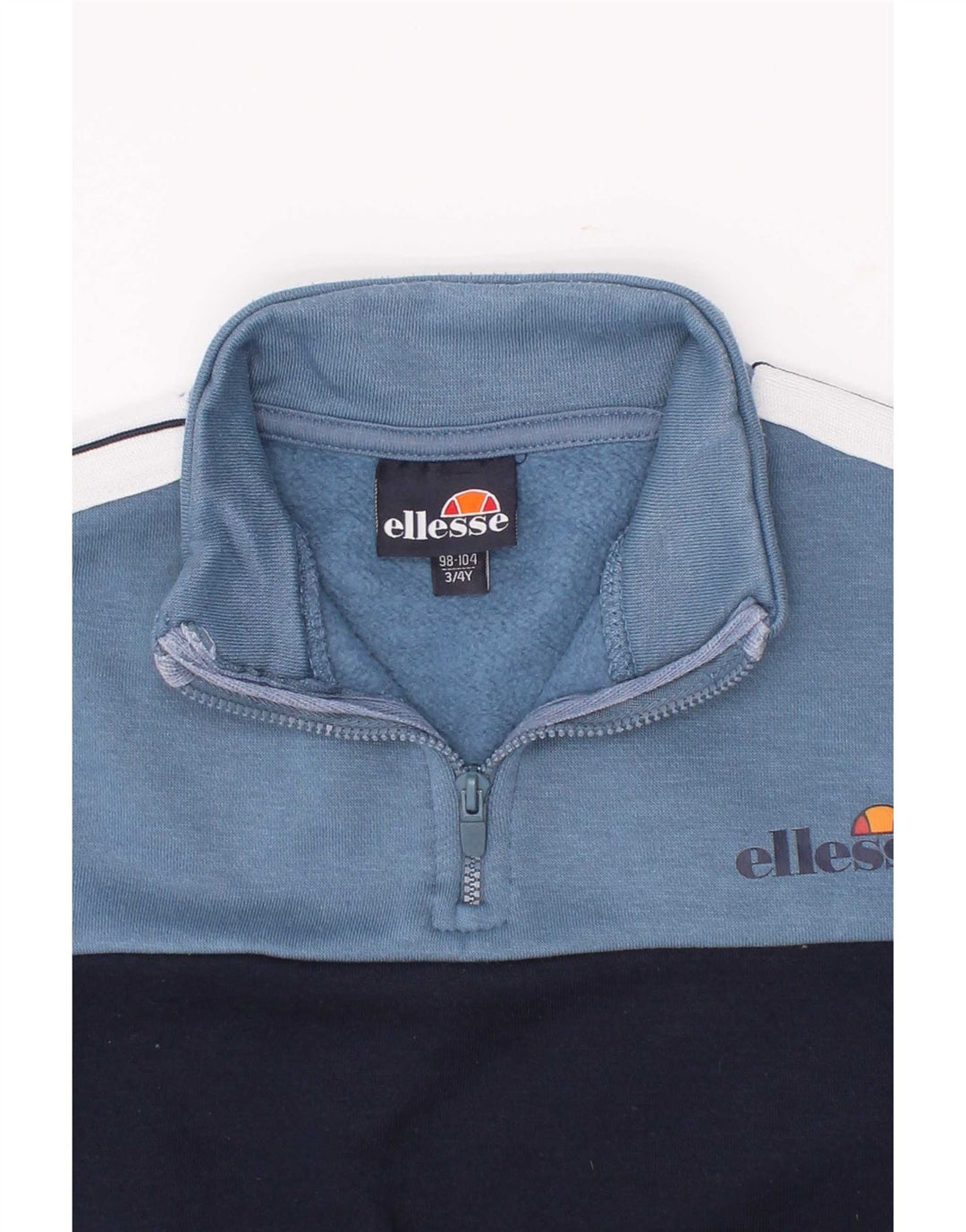 Ellesse Boys Zip Neck Sweatshirt Jumper 3-4 Years Navy Blue Colourblock