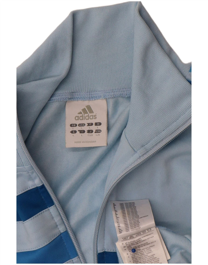 Adidas Boys Graphic Tracksuit Top Jacket 13-14 Years Large Blue Colourblock