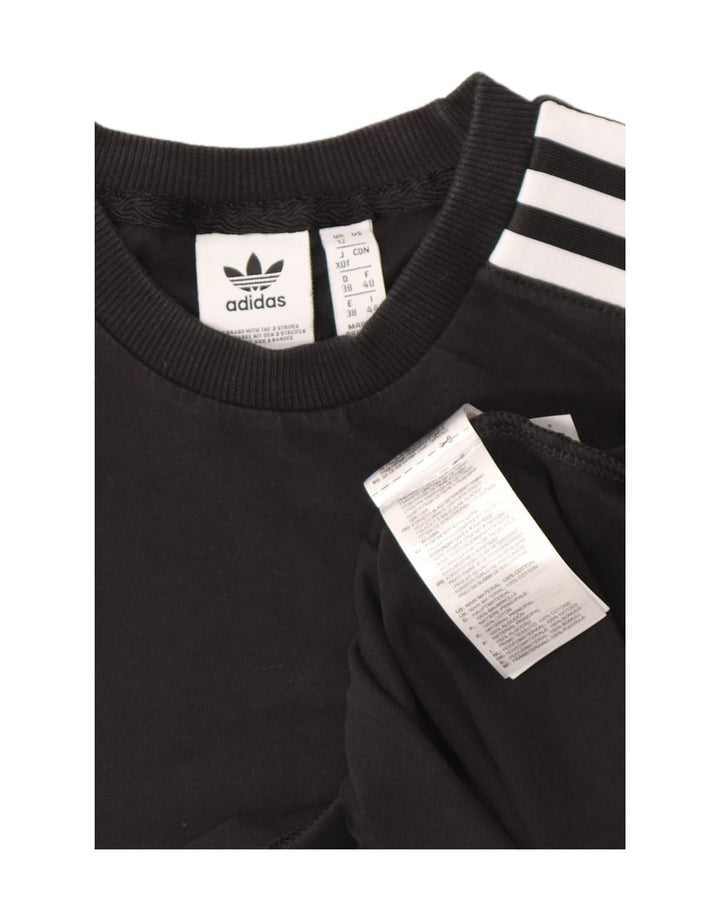 Adidas Womens T-Shirt Top UK 12 Medium  Black Cotton