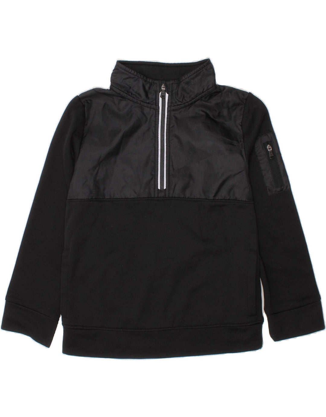 UNDER ARMOUR Girls Sweatshirt Jumper 5-6 Years Black Colourblock Polyester Vintage Under Armour and Second-Hand Under Armour from Messina Hembry 