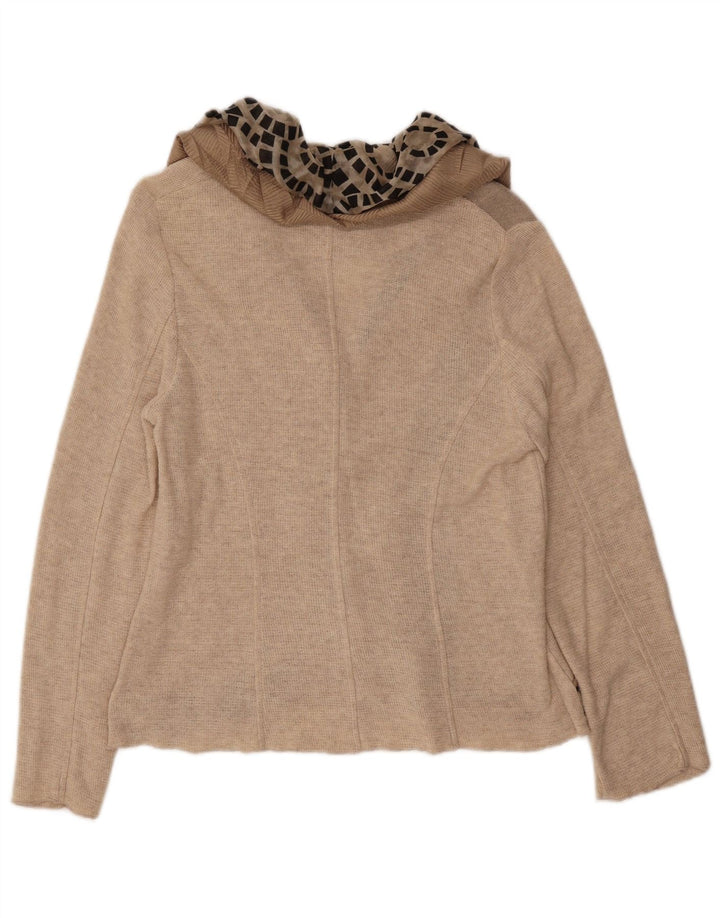 ORLON Womens Cardigan Sweater UK 14 Medium Beige Geometric Cotton
