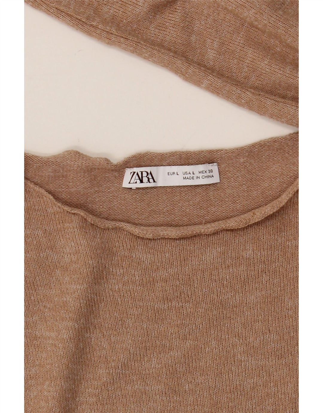 Zara Womens Top Long Sleeve UK 16 Large Beige