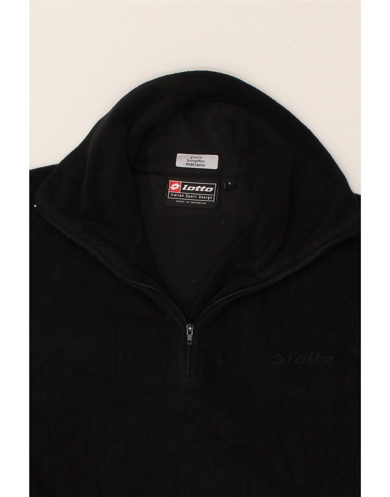 LOTTO Mens Zip Neck Fleece Jumper Large Black Polyester | Vintage Lotto | Thrift | Second-Hand Lotto | Used Clothing | Messina Hembry 