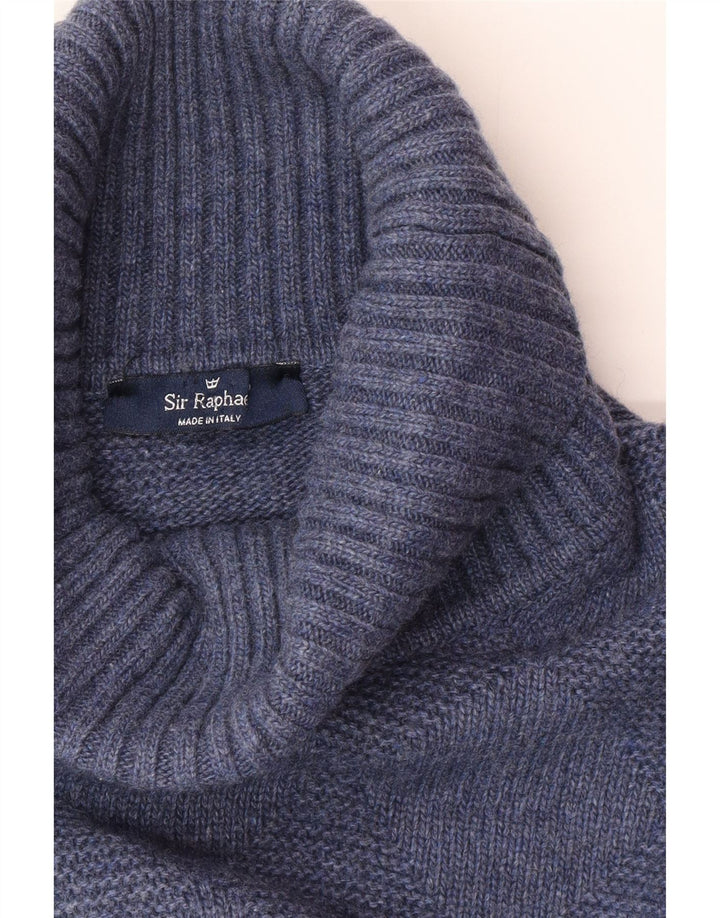 SIR RAPHAEL Womens Roll Neck Jumper Sweater UK 20 2XL Navy Blue Wool