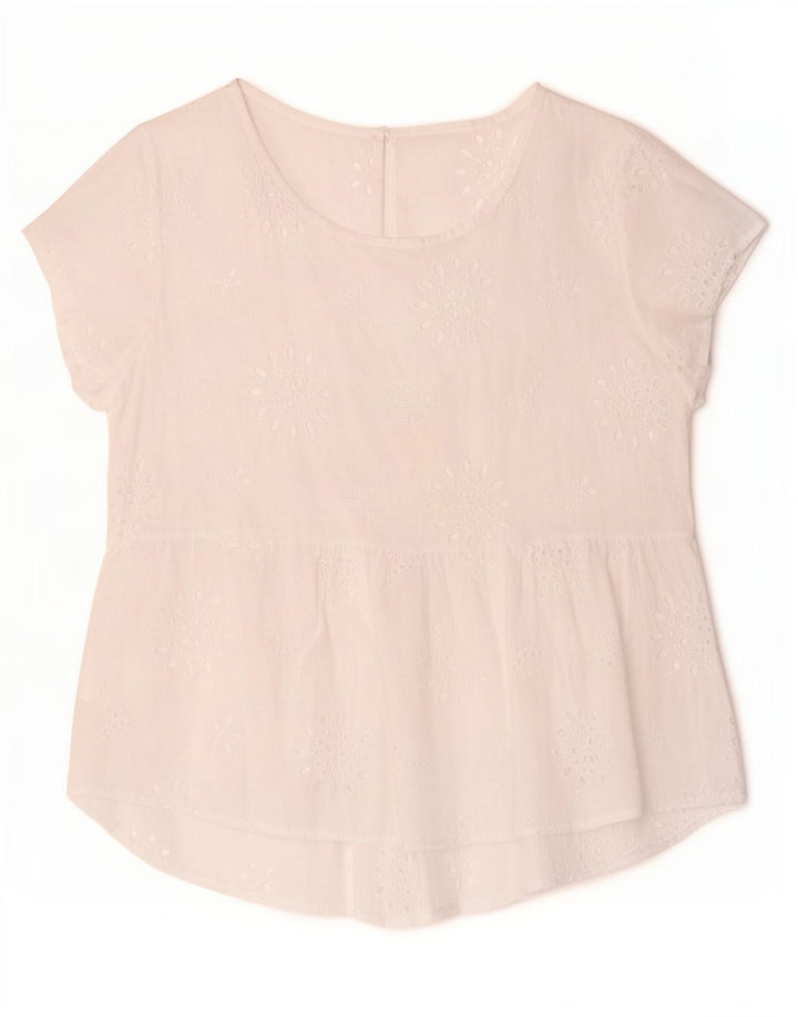 Vintage Womens Blouse Top UK 14 Medium White
