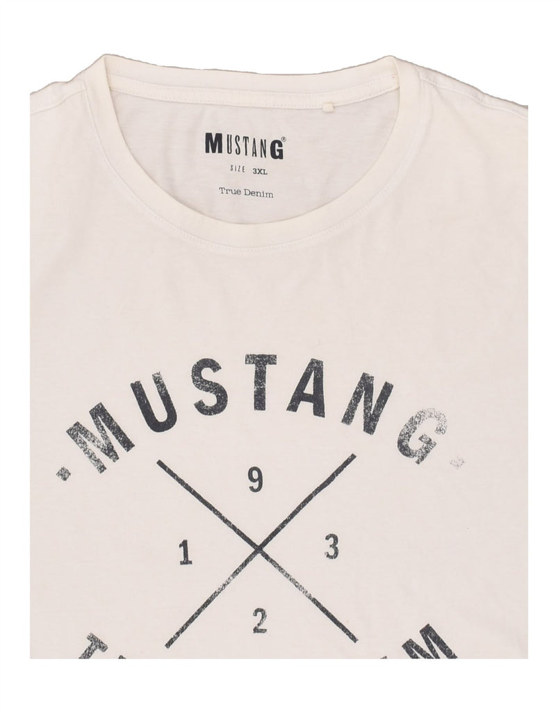 MUSTANG Mens Graphic T-Shirt Top 3XL White Cotton | Vintage Mustang | Thrift | Second-Hand Mustang | Used Clothing | Messina Hembry 