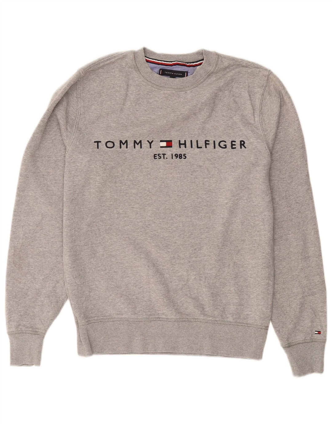 Tommy Hilfiger Mens Graphic Sweatshirt Jumper Medium Grey Flecked Cotton