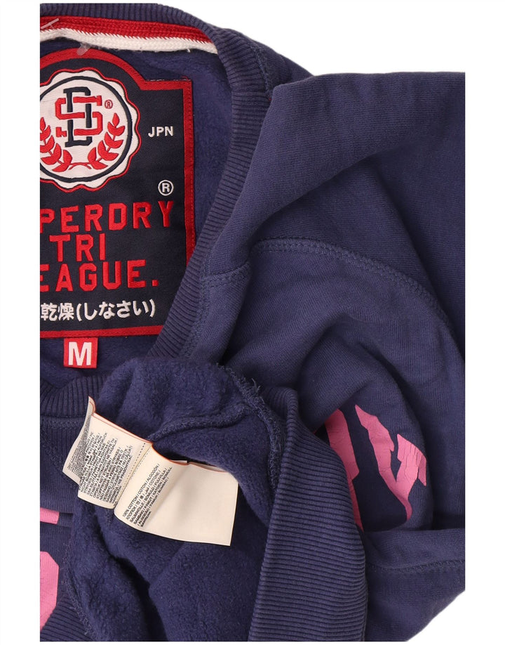 Superdry Womens Graphic Oversized Sweatshirt Jumper UK 14 Medium Navy Blue