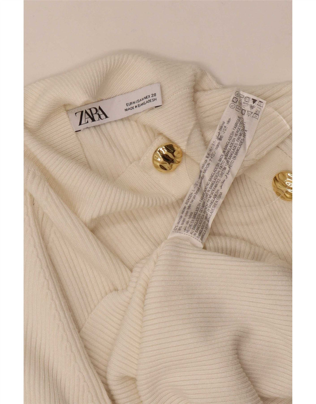 Zara Womens Top Long Sleeve UK 12 Medium Off White Viscose
